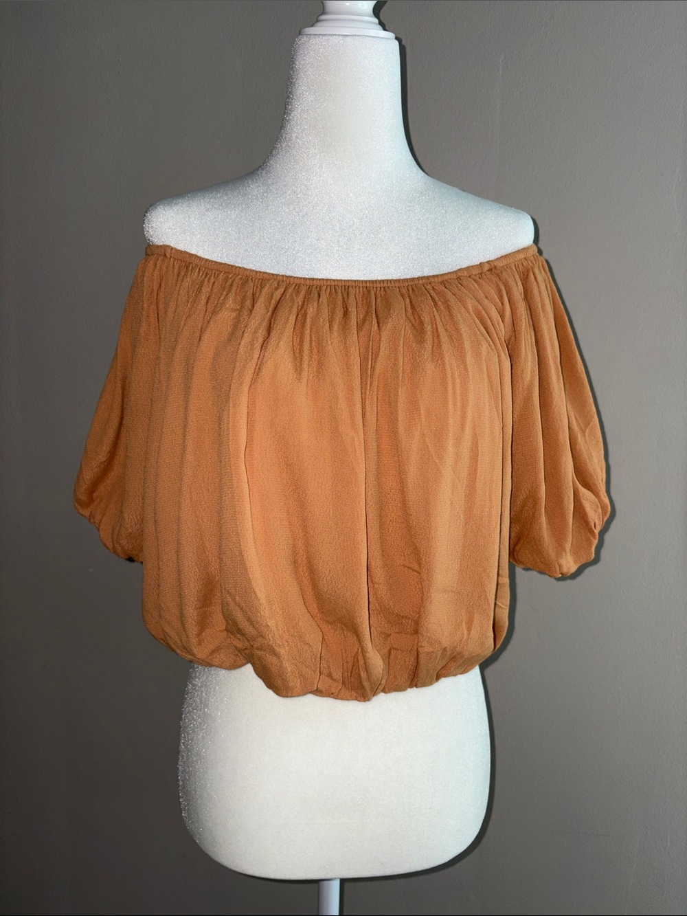 On Twelfth - Boho Puff-Sleeve Top - Orange
